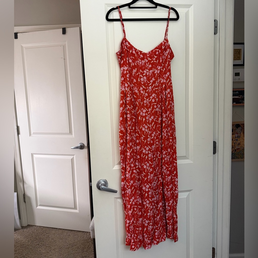 Urban Outfitters Red Floral Maxi Romper